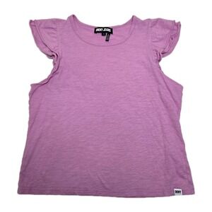 DKNY Jeans Jersey T‎ Shirt Double Ruffle Cap Sleeve Lilac 100% Cotton Womens Med